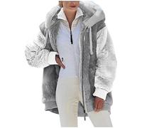 Giacca Invernale Pile Donna Taglie Forti Offerte Cappotto Sherpa Teddy Giacca Sci Felpa con Cappuccio in Peluche Fronte-retro con Cerniera Coulisse in Più Colori Cappotto Calda Ampia Confortevole