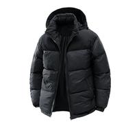 Giacca invernale trapuntata da uomo con cappuccio - Giacca buffer bicolore per le giornate fredde | Giacca trapuntata calda in stile sportivo e urbano, Stil_r01 Nero, XL