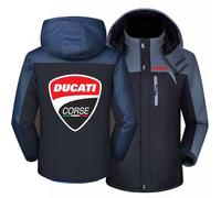 Giacca Invernale Uomo Con Zip Intera Per Duca-TI, Giacca Da Sci Con Cappuccio Staccabile Giacca Da Neve In Pile Giacca A Vento Cappotto Da Esterno Antivento Per Escursionismo Camminata,Black-XXL