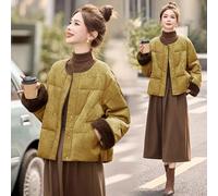 Giacca Jacquard Imbottita Con Polsini Morbidi Verde Oliva Elegante CF60700