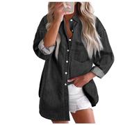 Giacca Jeans Donna Cardigan Abbottonato Estivo Corta di a Maniche Corte Manica Lunga Orlo sfilacciato strappato Estiva in Denim Camicia con Colletto Rovesciato Cappotto Casual Moto Outwear
