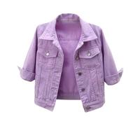 Giacca Jeans Donna Corto,Giubbino Jeans Donna Elegante Maniche Lunghe con Bottoni Giubbotto Denim Classico Casual Larghi Tinta Unita Comodo con Tasche per Primavera Autunno