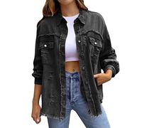Giacca Jeans Donna Curvy- Giacca Denim Donna- Giubbotto Denim Tinta Unita Casual Curvy con Bottoni Jacket Outwear Giubbino Jeans con Tasche Giacca Sportiva Donna Giacche da Moto Denim Jean Jacket