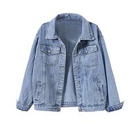 Giacca Jeans Donna- Giacca di Denim da Donna- Donna Ragazze Casual Giacche di Jeans Manica Lunga Outerwear Giubbino Denim Giacca Donna Elegante Giubbino Leggero Donna per Il Tempo Libero