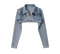 Giacca Jeans Donna,Giacca di Jeans Corta da Donna Distressed Bolero Coprispalle Top Corto Capispalla da Camionista Elasticizzato su Misura Cappotto di Jeans Corto con Bottoni Cardigan Giacca di Jean