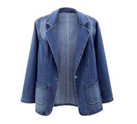 Giacca Jeans Donna,Lavaggio Vintage a Vento Cappotto di con Scialle Lavaggio Manica Lunga Orlo sfilacciato strappato Open Frontale Corta da Donna per Il Tempo Libero