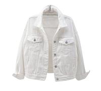 Giacca Jeans Donna Lunga- Giacca di Denim da Donna- Giacca in Jeans 90’s Denim Jacket Cropped Fit Oversize a Maniche Lunghe Giacca Primaverile Donna Giubbino Leggero Donna Giacchetto Donna
