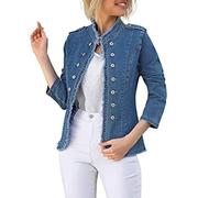 Giacca Jeans Donna Oversize Button Down Boyfriend Jean Jacket corta di a maniche corte vestibilità aderente streetwear Camicia con Colletto Rovesciato per le mezze stagioni