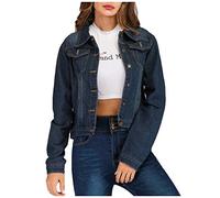 Giacca Jeans Donna Oversize Lavaggio Vintage a Vento Cappotto di con Scialle Casual Tasche open frontale vestibilità Regolare Denim Capispall per la mezza stagione