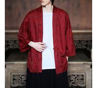 Giacca Kimono Uomo Cardigan Giapponese Yukata Drago Cinese Retro Seta Ghiacciata