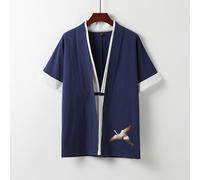 Giacca Kimono Uomo Cotone Lino Ricamo Cardigan Camicia Top Retro M-9XL