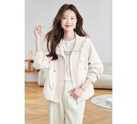 Giacca Leggera Con Cappuccio Antivento Vestibilità Comoda Colore Beige CF60816
