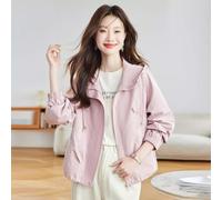 Giacca Leggera Con Cappuccio Antivento Vestibilità Comoda Rosa Viola CF60816