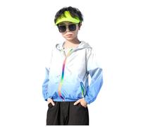 Giacca Leggera con Cappuccio Protettiva Solare per Ragazze Traspirante (B-Light Blue, 7-8 Years)