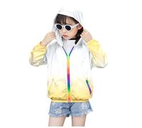 Giacca Leggera con Cappuccio Protettiva Solare per Ragazze Traspirante (B-Light Yellow, 4-5 Years)