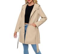 Giacca leggera da donna Active Outdoor Trench Giacca a vento con cappuccio Leggero Plus Size per Slim Cut Giacca per le donne, 1F-Beige, XL