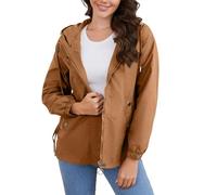 Giacca leggera da donna Active Outdoor Trench Giacca a vento con cappuccio Leggero Plus Size per Slim Cut Giacca per le donne, 1D-Caffè, XL
