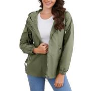 Giacca leggera da donna Active Outdoor Trench Giacca a vento con cappuccio Leggero Plus Size per Slim Cut Giacca per le donne, 1D-Verde, XXL