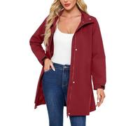Giacca leggera da donna Active Outdoor Trench Giacca a vento con cappuccio Leggero Plus Size per Slim Cut Giacca per le donne, 1C-Vino, XXL