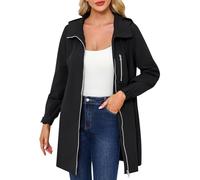 Giacca leggera da donna Active Outdoor Trench Giacca a vento con cappuccio Leggero Plus Size per Slim Cut Giacca per le donne, 1E-Nero, L