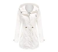 Giacca leggera da donna con cappuccio in tinta unita per guardaroba capispalla, versatile per pendolari piovosi, viaggi e strati all'aperto di tutti i giorni, con dettagli frontali chiari