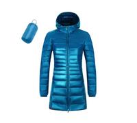 Giacca leggera da donna, per le mezze stagioni, taglie grandi, trapuntata, giacca slim fit, con cappuccio, antivento, calda, in tinta unita, elegante, casual, parka funzionale, Blu scuro5., XXL