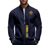 Giacca Leggera da Uomo a Maniche Lunghe Cob.ra kai, da Bici Bomber con Tasche e Zip, Felpa Moda Streetwear Primavera, Casuals(NavyBlue,XL)