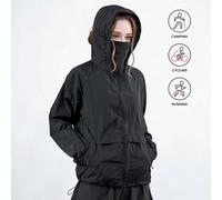 Giacca leggera estiva ripiegabile con cappuccio e protezione UV per le donne, giacca in nylon traspirante e rinfrescante con cerniera e tasche, abbigliamento sportivo da esterno e copricostume per don