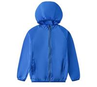 Giacca Leggera per Bambine Traspirante Antivento Comoda Protettiva con Cappuccio (Blue, 4-5 Years)