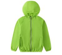 Giacca Leggera per Bambine Traspirante Antivento Comoda Protettiva con Cappuccio (Green, 9-10 Years)