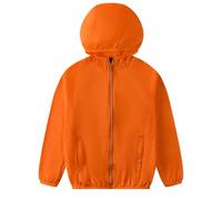 Giacca Leggera per Bambine Traspirante Antivento Comoda Protettiva con Cappuccio (Orange, 6-7 Years)