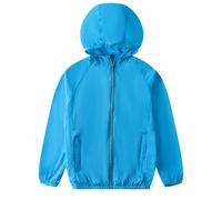 Giacca Leggera per Bambine Traspirante Antivento Comoda Protettiva con Cappuccio (Sky Blue, 4-5 Years)