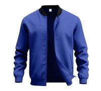 Giacca leggera per il tempo libero, giacca a vento per esterni, foderata in pile softshell, cerniera su tutta la lunghezza, cappotto con cappuccio per il comfort quotidiano streetwear, Blu scuro, 3XL