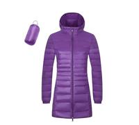 Giacca leggera per le mezze stagioni, da donna, taglie grandi, trapuntata, slim fit, giacca con cappuccio, antivento, calda, in tinta unita, elegante, casual, parka funzionale, Lilla, XL