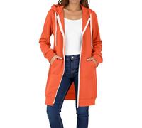 Giacca lunga con tasche per donna autunno e inverno cappotto stampa lettera manica lunga felpa in pelle scamosciata, Arancione, L