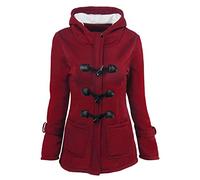 Giacca lunga da donna con cappuccio - parka invernale con bottoni in corno tinta unita giacca in pile con cappuccio giacca invernale a maniche lunghe calda giacca sportiva sportiva sportiva con