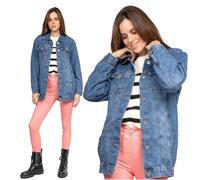 Giacca lunga giubbino in jeans denim bomber basic look oversize nuova