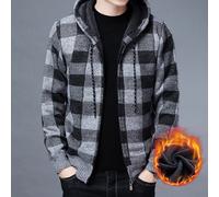 Giacca maglione da uomo Cappotto invernale moda Felpe con cappuccio in pile Cardigan lavorato a maglia con cappuccio a quadretti di lusso di alta qualità Abbigliamento esterno maschile