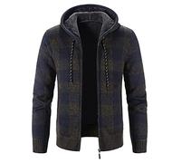 Giacca Maglione Moda Inverno Uomo Manica Lunga e Giacca Cardigan a Quadri Spessa Cappuccio in Velluto Camicia Termica Cappuccio Uomo, verde, L, Giubbotto