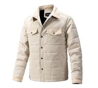 Giacca militare da uomo con colletto alto, giacca da aviatore, in cotone, calda, casual, per attività all'aria aperta, per il tempo libero, beige., L