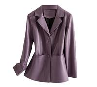 Giacca monopetto da donna in pelle di pecora con colletto rovesciato a maniche lunghe giacche corte in pelle, Viola, XXL