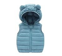 Giacca monopetto senza maniche in stile orso con cappuccio e cerniera per neonati e bambini da 18 a 24 mesi (ZC-Blu, 18-24 mesi)