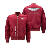Giacca Moto A.s.t.o.n M.a.r.ti.n, Giubbino da Bici Bomber con Tasche e Zip, Giacche a Ven.to per l'abbigliamento Quotidiano, Uomo(Red,XXL)