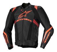 Giacca Moto Alpinestars In Pelle Missile V3 Ignition - Nero/Rosso fluo/Rosso scu