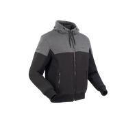 Bering Hoodiz Vented Felpa con cappuccio e zip da moto, nero-grigio, taglia M per maschi