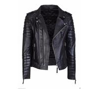 Giacca moto classica Diamond trapuntata nera biker slim fit vera pelle