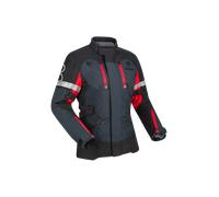 Bering Halifax 17353 impermeabile Giacca tessile moto da donna, nero-grigio-rosso, taglia 42 per donne