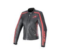 Alpinestars Stella Dyno Giacca in pelle da moto da donna, nero-rosso, taglia S per donne