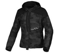 Macna Territor Giacca tessile impermeabile per moto da donna, nero/mimetismo, Taglia XS