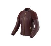 Revit London Giacca in pelle da moto da donna, Rosso Borgogna, Taglia 38